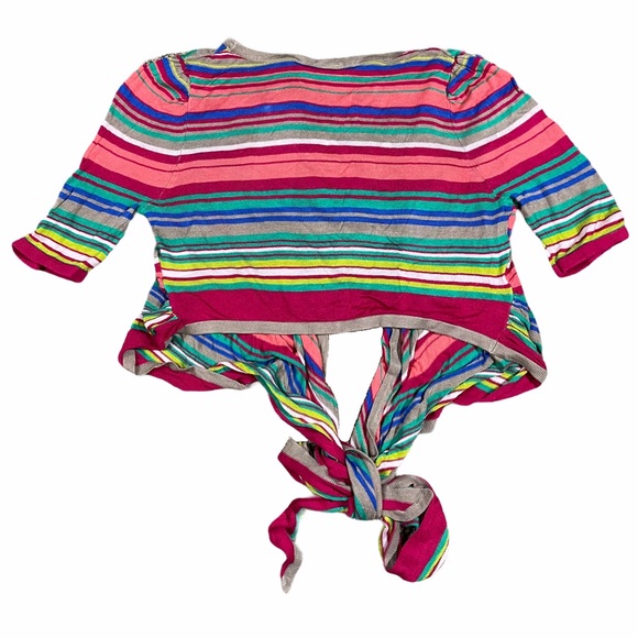 Multicolor Striped Wrap Tie Rainbow Cardigan - Picture 11 of 12